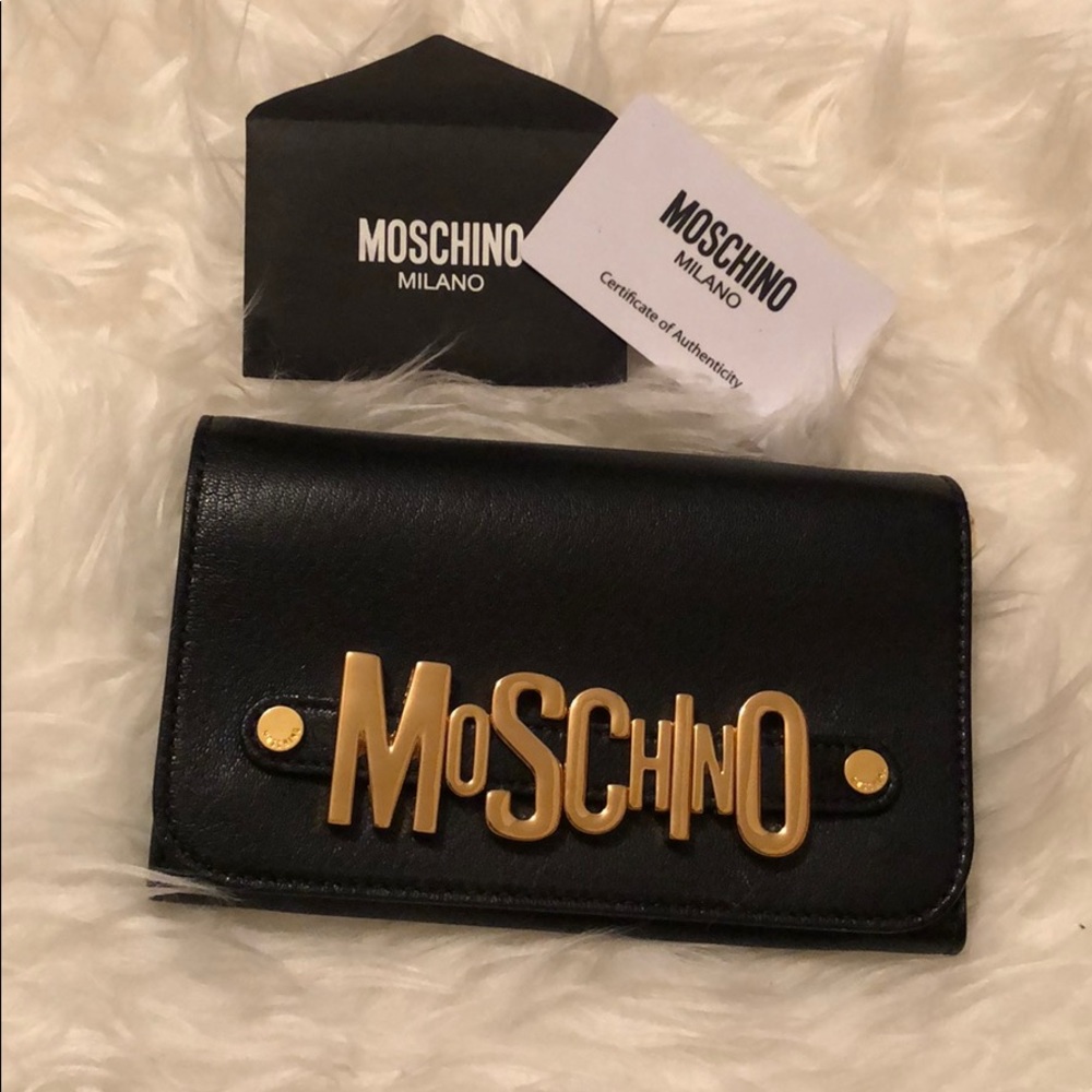 Moschino Black Wallet with Gold Logo